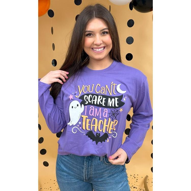 You Can't Scare Me Teacher Boyfriend Long Sleeve Graphic T-Shirt Hoodie, Sweatshirt | TeeBloomCo.com