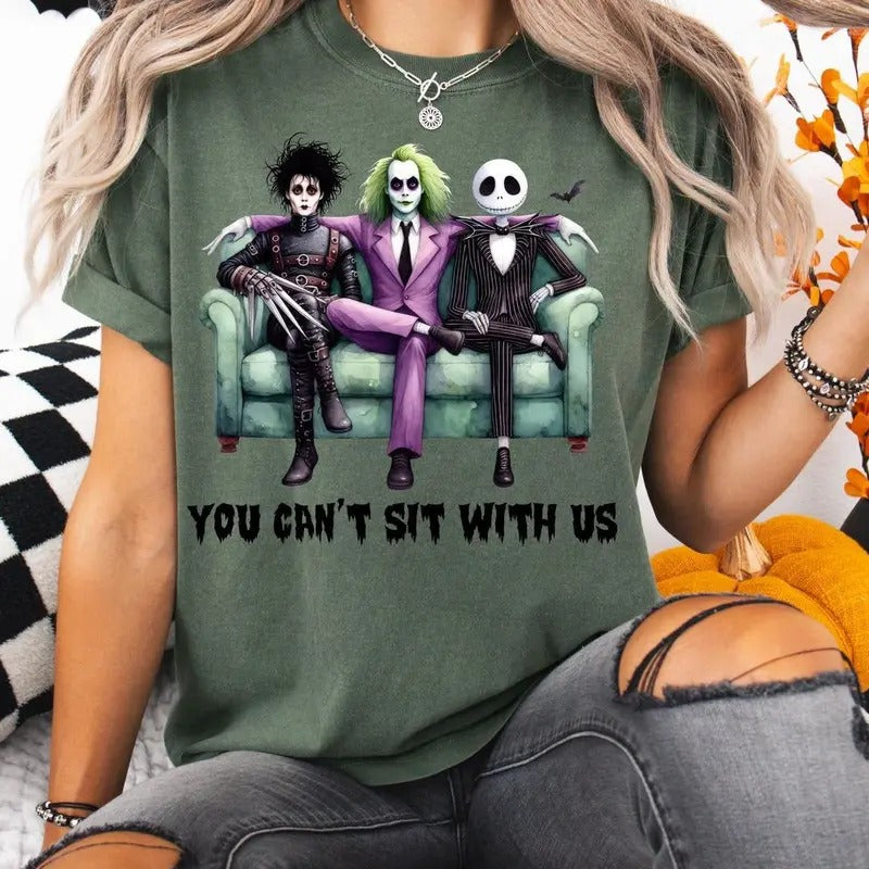 You Can't Sit With Us Halloween Shirt, Spooky Halloween Shirt, Beetlejuice T-shirt, Creepy Shirt, Halloween Look Graphic...