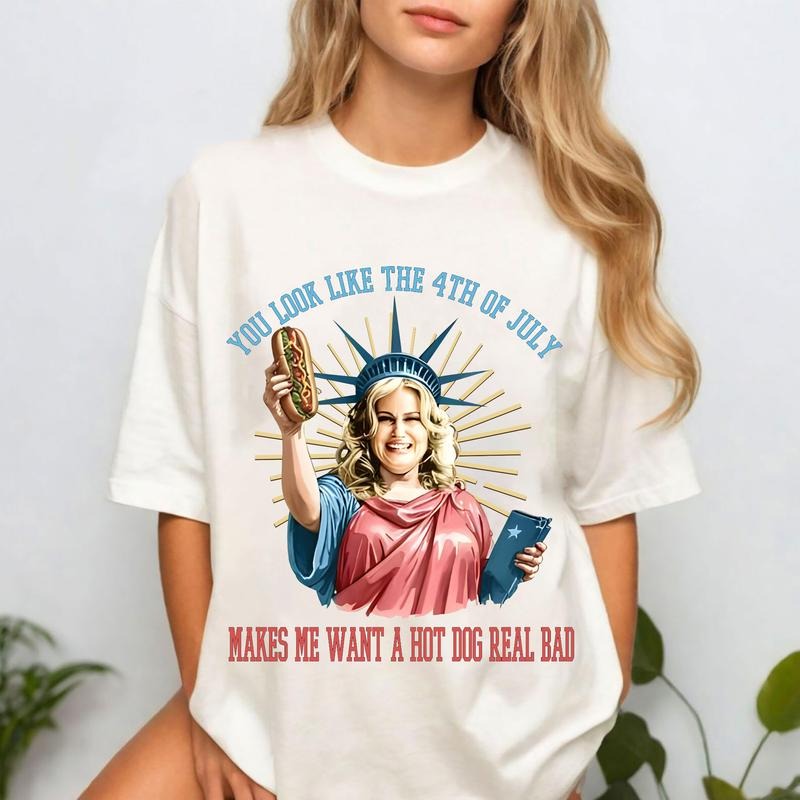 You Look Like The 4th Of July Shirt, Makes Me Want A Hot Dog Real Bad T-Shirt, 4th Of July Shirt, Funny Hot Dog...