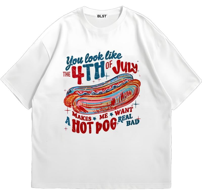 You Look Like the 4th of July America Hot dog T-Shirt Unique T-Shirt Gift for Her Hoodie, Sweatshirt | TeeBloomCo.com