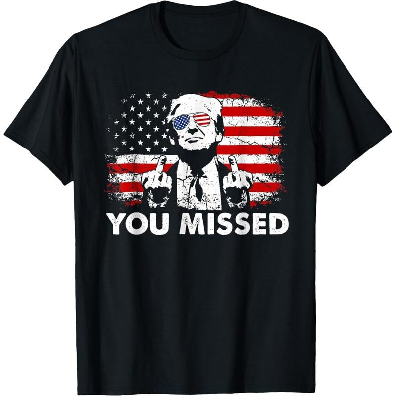 You Missed Trump 2024 US American Flag T-Shirt made in usa Hoodie, Sweatshirt | TeeBloomCo.com