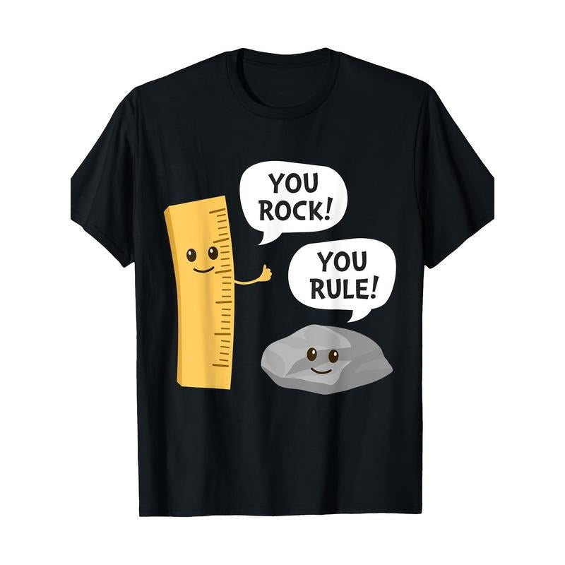 You Rock You Rule Funny Cute Kawaii Rock And Ruler Pun T-Shirt, Men's T-shirt, 220g made in usa Hoodie, Sweatshirt