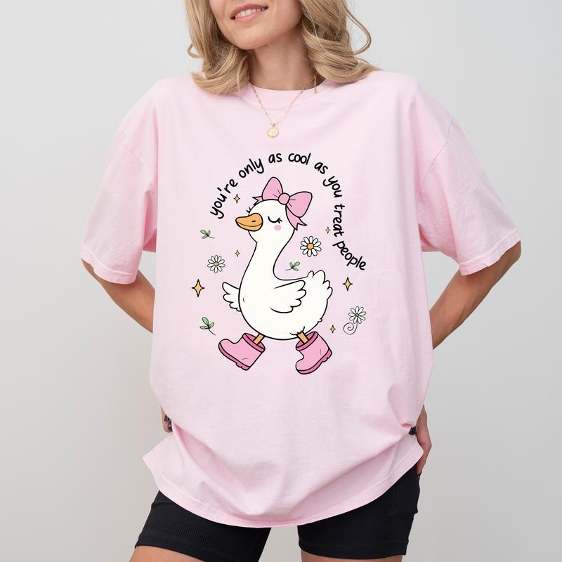 You're Only As Cool As You Treat People Comfort Colors Shirt, Coquette Motivational Clothing, Cute Goose Kindness Graphic...