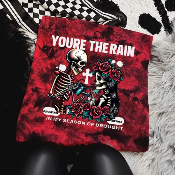 'You're the Rain in My Season of Drought' Red & Black Tie Dye T Shirt Pullover , Alt, Grunge, Streetwear, Sarcastic,...