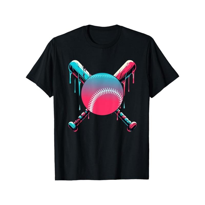 Youngsters' Baseball & Ice Cream Graphic Tee - Soft Cotton, Casual Round Neck T-Shirt for Boys, Machine Washable made in...
