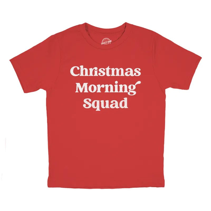Youth Christmas Morning Squad T Shirt Funny Xmas Party Family Novelty Graphic Tee For Kids Funny T Shirts Christmas Tops...