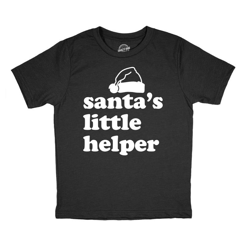 Youth Funny T Shirts Santas Little Helper Funny Christmas Graphic Novelty Tee For Kids Funny T Shirts Christmas Tops for...