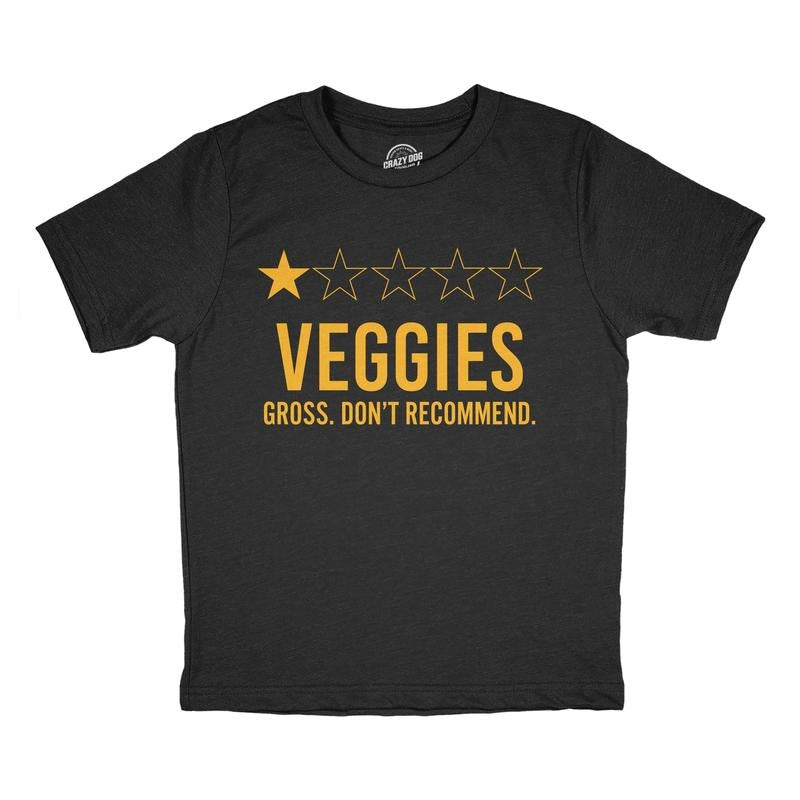 Youth Funny T Shirts Veggies One Star Sarcastic Vegetables Food Review Novelty Tee for Kids Funny T Shirts Sarcastic Tops...