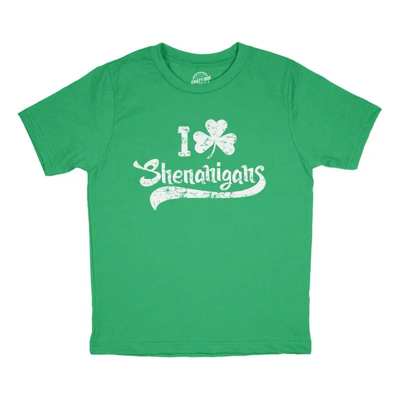 Youth T Shirts I Clover Shenanigans Funny St Patricks Day Tee For Kids Funny T Shirts Saint Patrick's Day Tops for Kids...