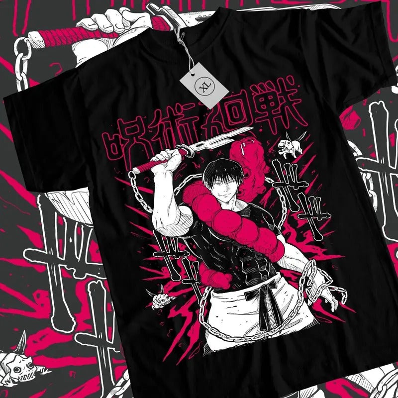 Yuji Itadori T-shirt Todo Jujutsu Kaisen Gojo Horror Anime Black Shirt All Size Hoodie, Sweatshirt | TeeBloomCo.com