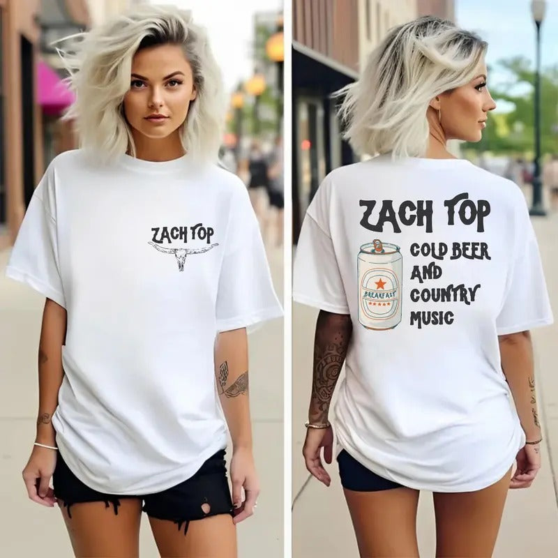 ZT C0ld Beer 2 Sides Tee, Country Music Festival Outfit, Concert Merch, Music Tour Shirt, Unisex Short Sleeve Tee Hoodie,...