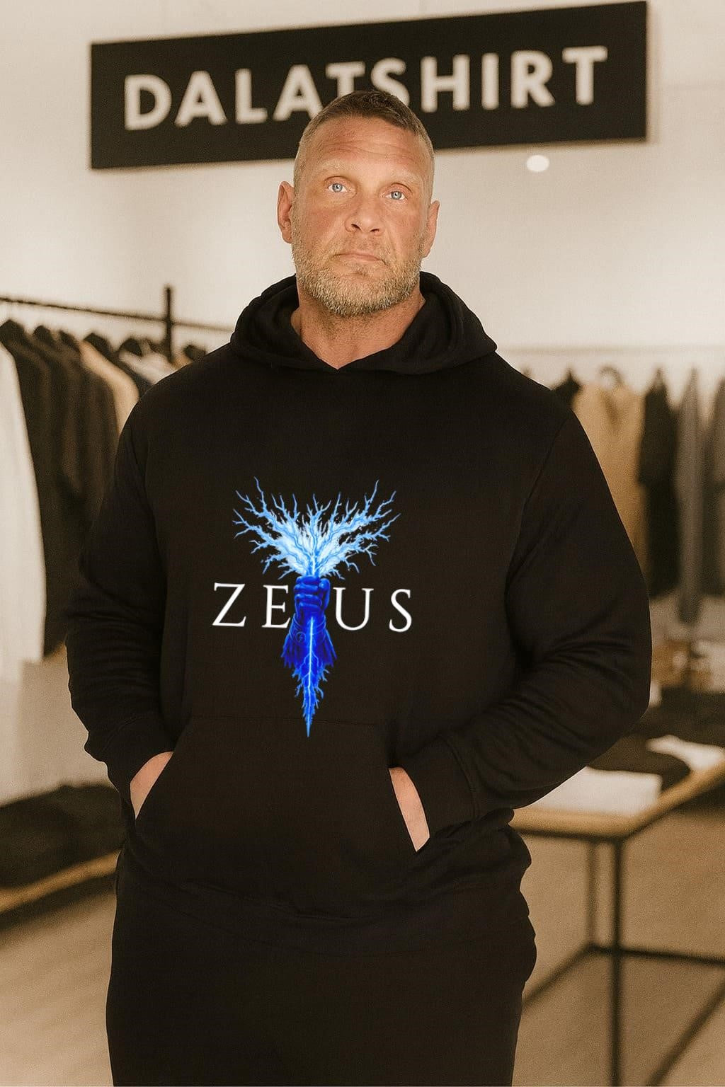 Zeus Mythos 1 Hand Holding Blue Lightning Bolt shirt
