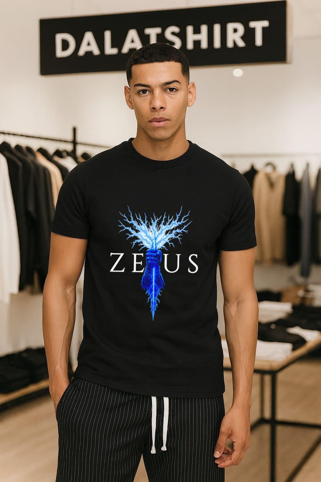 Zeus Mythos 1 Hand Holding Blue Lightning Bolt shirt