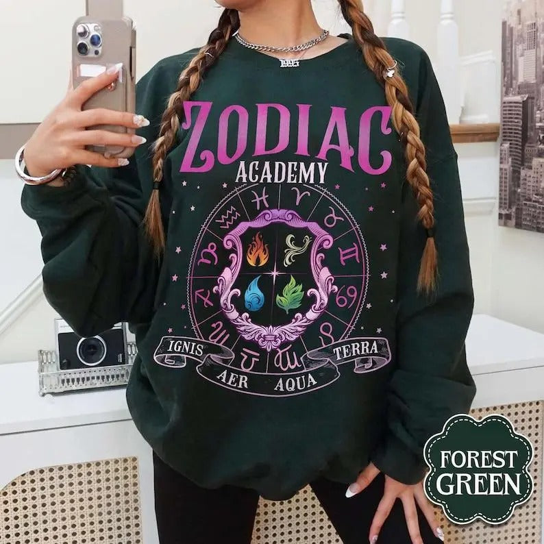 Zodiac Academy Sweatshirt, Celestial Heirs Band Hoodie, Terra, Aer, Ignis and Aqua, Professor Lance Orion Shirt, Almighty...