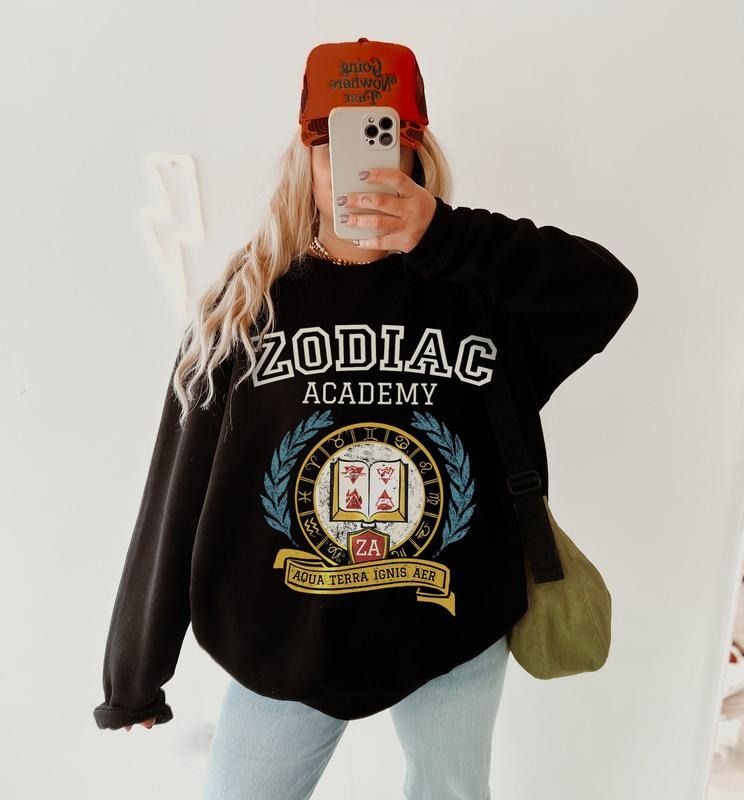 Zodiac Academy Varsity Sweatshirt, Zodiac Academy Merch Reading Hoodie, Phoenix Darius Acrux Romantasy Fae Bookish Orion...