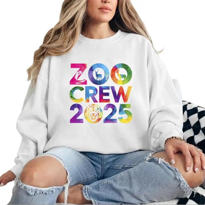 Zoo Crew 2025 Colorful Sweatshirt Animals Birthday T-Shirt Unisex Hoodie Cotton Womenswear | TeeBloomCo.com