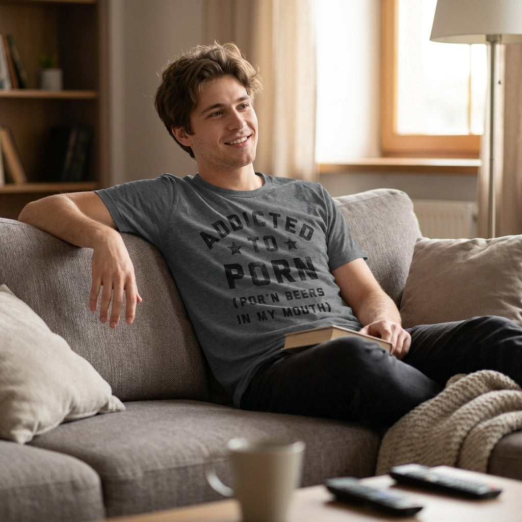 Addicted To Porn Beers In My Mouth Men's T Shirt