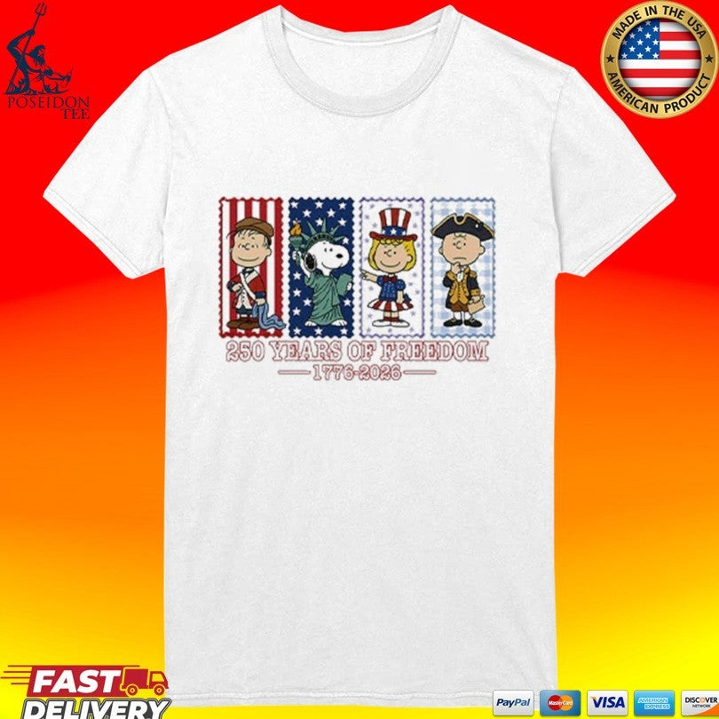 America 250th Years Of Freedom Anniversary Patriotic Snoopy 1776 2026 T-shirt