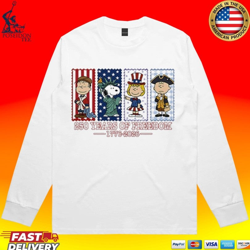 America 250th Years Of Freedom Anniversary Patriotic Snoopy 1776 2026 T-shirt