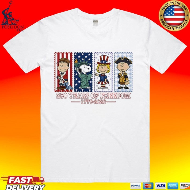 America 250th Years Of Freedom Anniversary Patriotic Snoopy 1776 2026 T-shirt