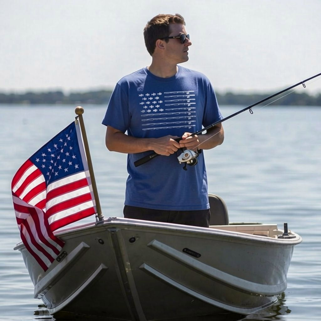 Fishing American Flag Men's T Shirt