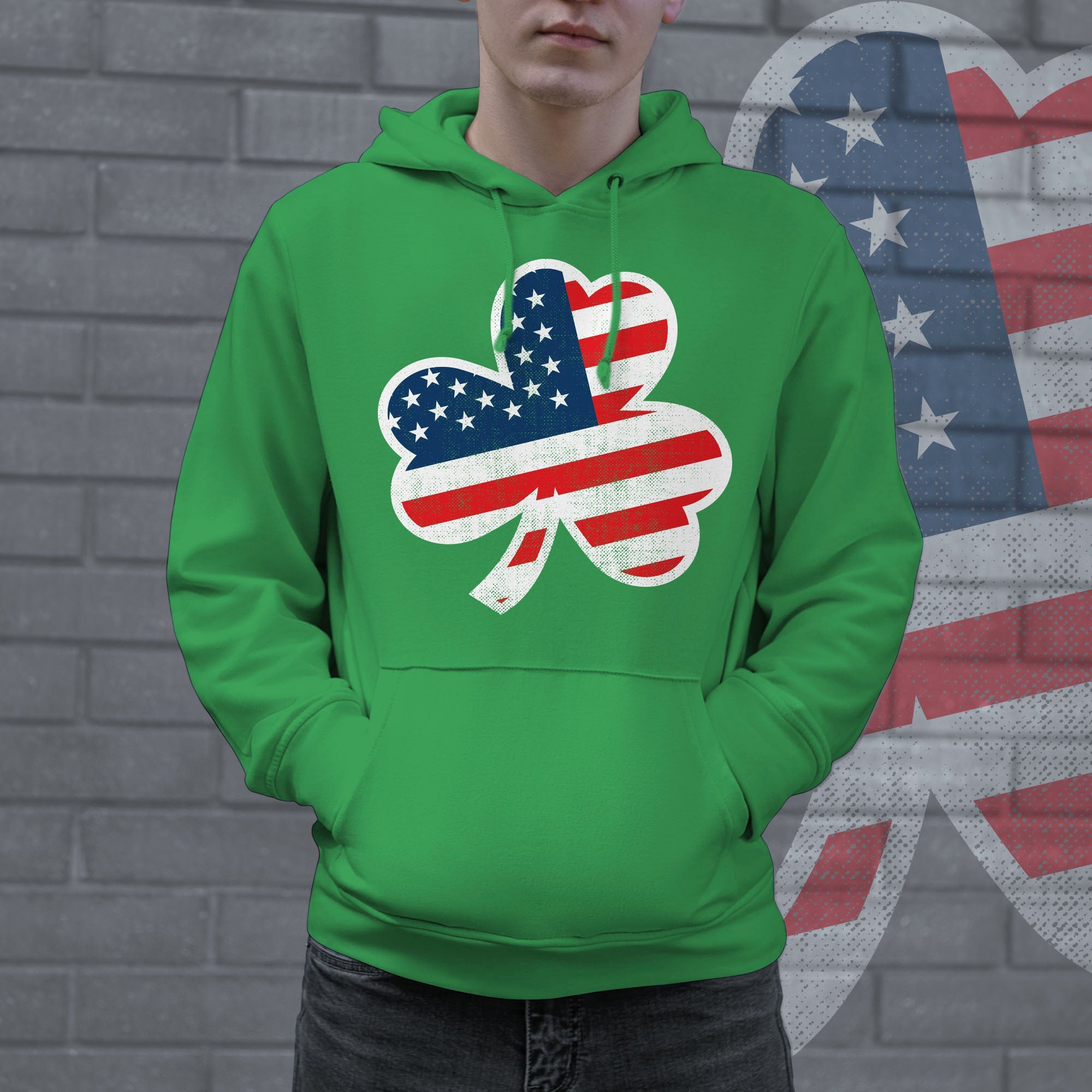 American Flag Shamrock Hoodie