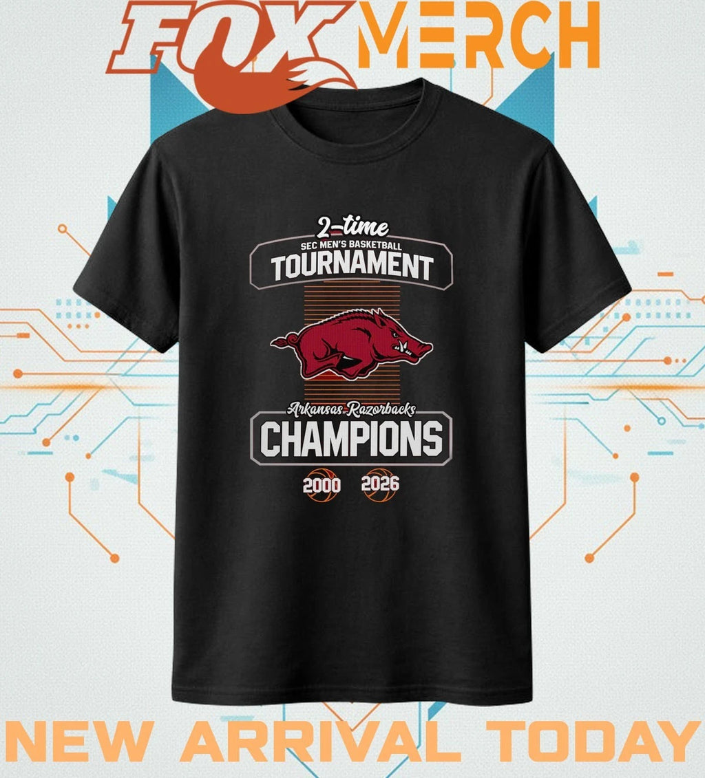 Arkansas Razorbacks 2-Time Sec Men’s Basketball Tournament Champions 2000 2026 t-shirt