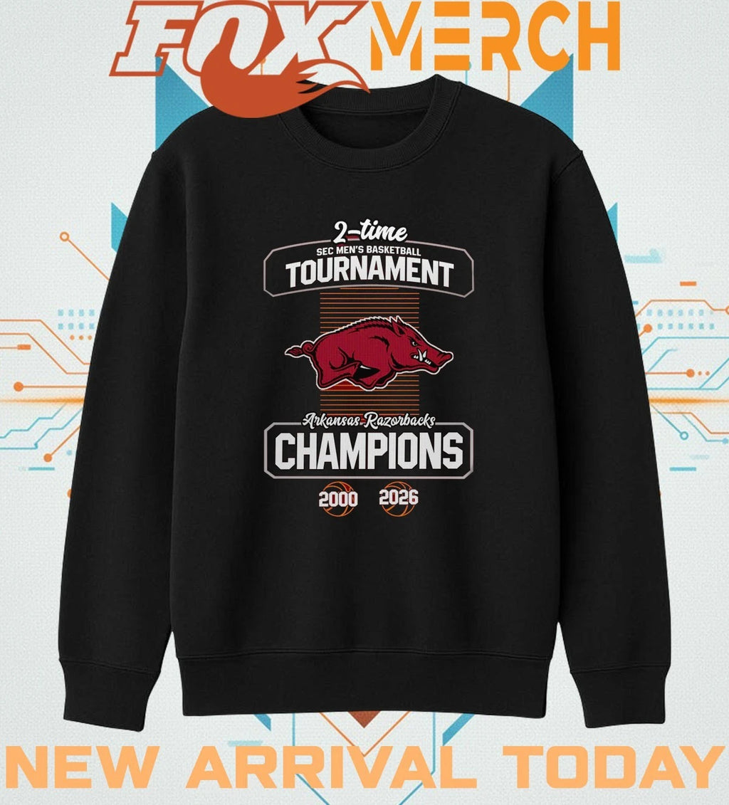 Arkansas Razorbacks 2-Time Sec Men’s Basketball Tournament Champions 2000 2026 t-shirt