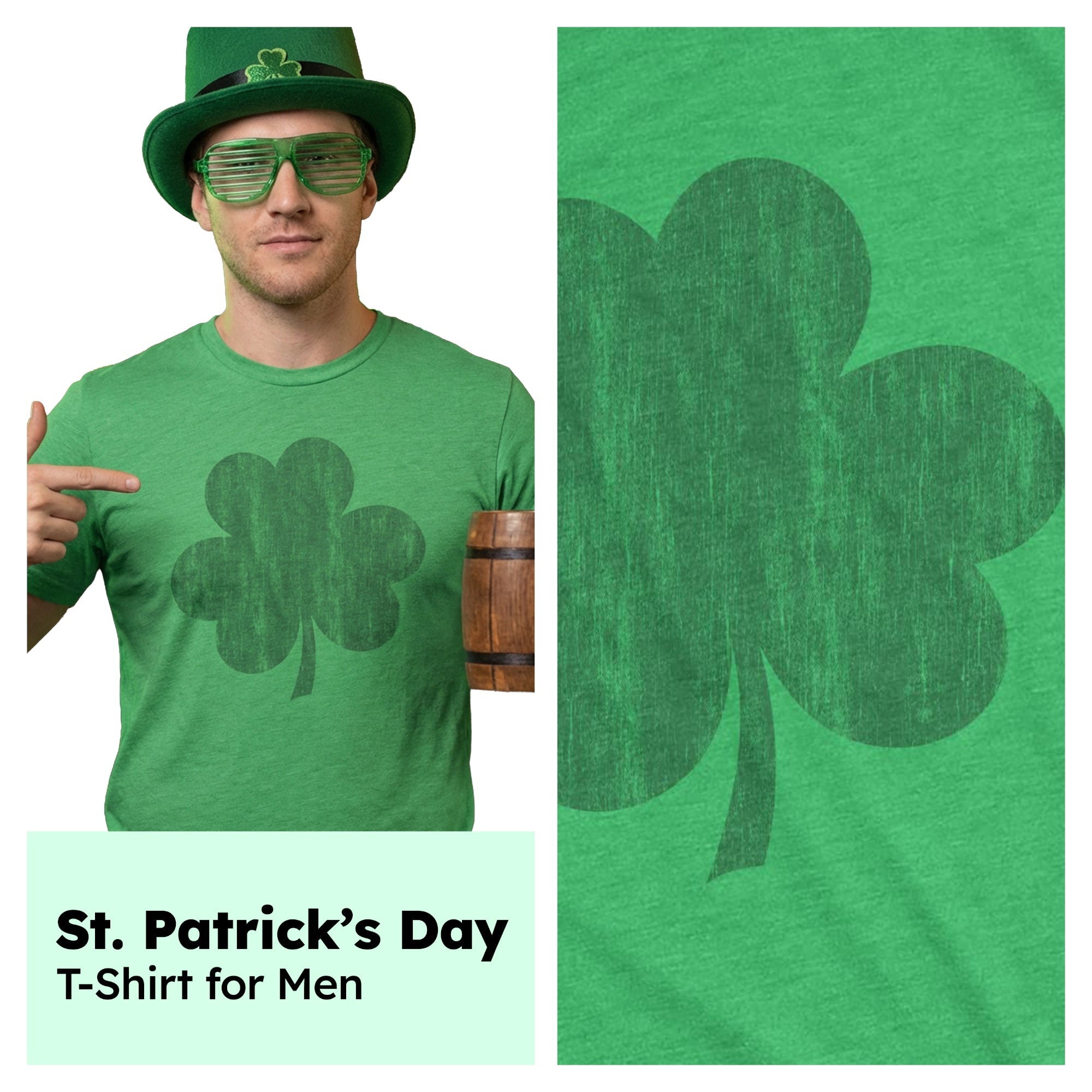 Distressed Clover Men's T Shirt