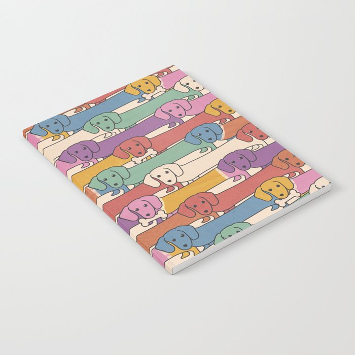 Retro Rainbow Funny Dachshunds Notebook Gallery Image 2