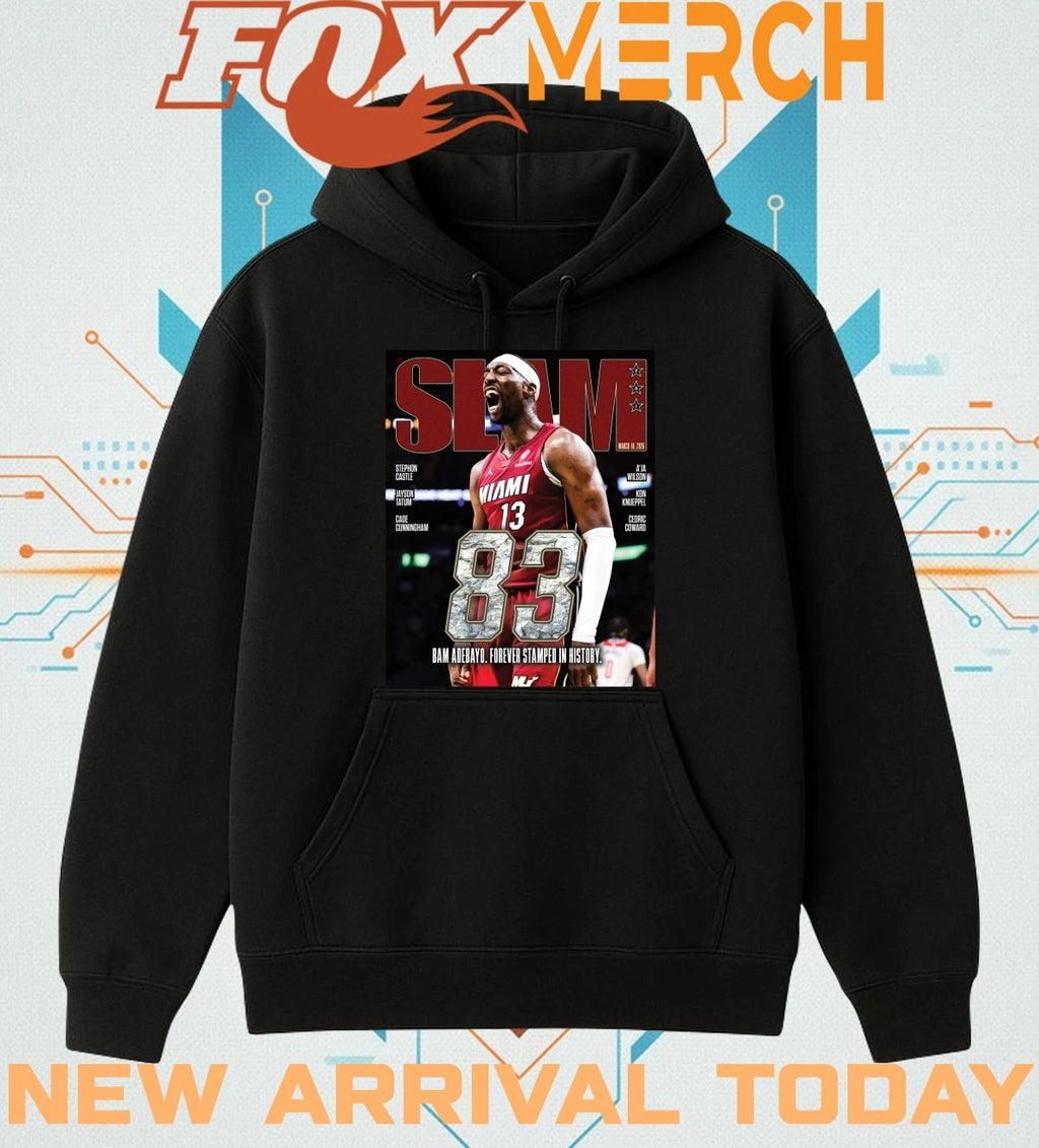Bam Adebayo Miami Heat on the cover of SLAM 261 83 points forever stamped in history t-shirt