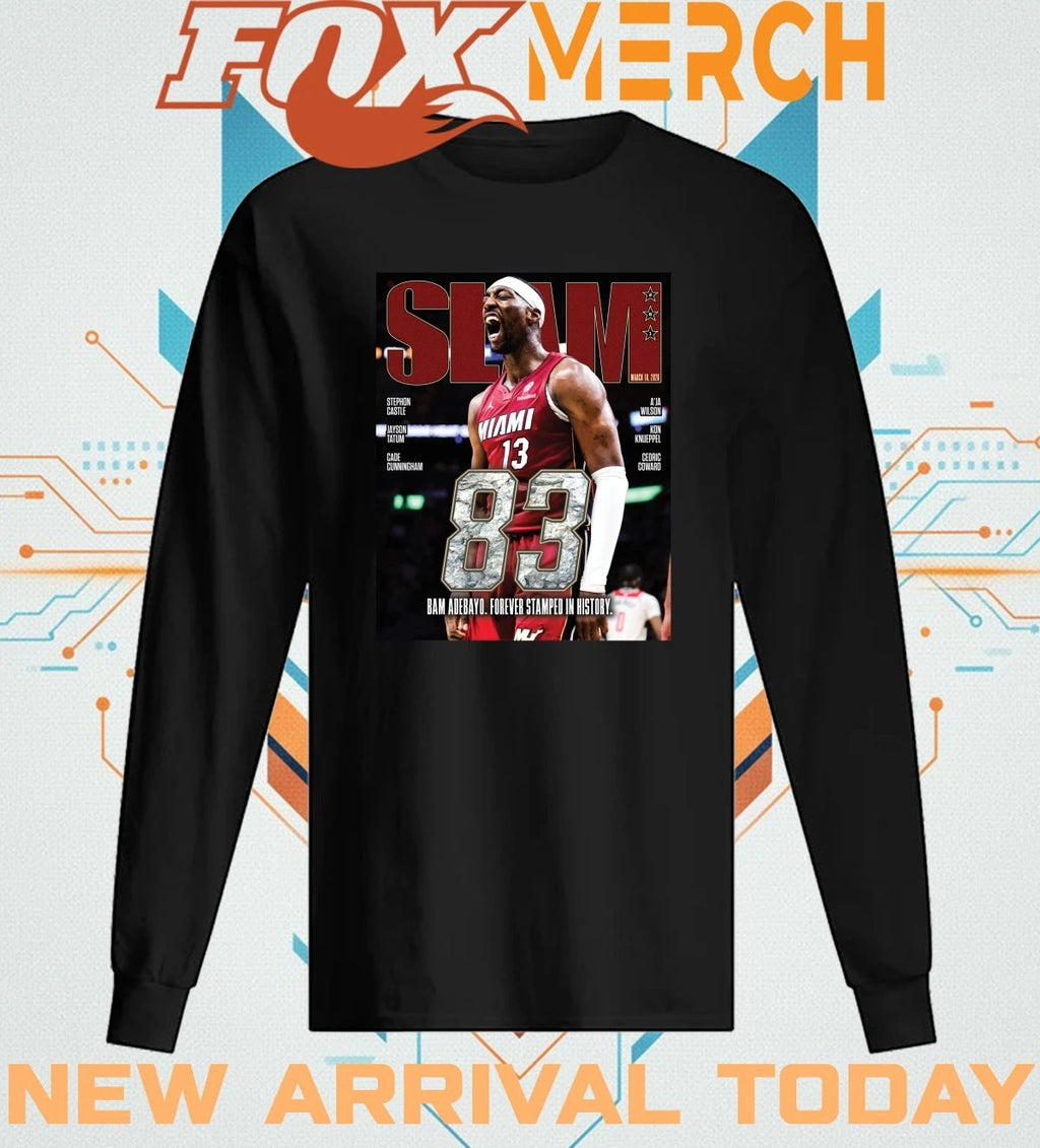 Bam Adebayo Miami Heat on the cover of SLAM 261 83 points forever stamped in history t-shirt