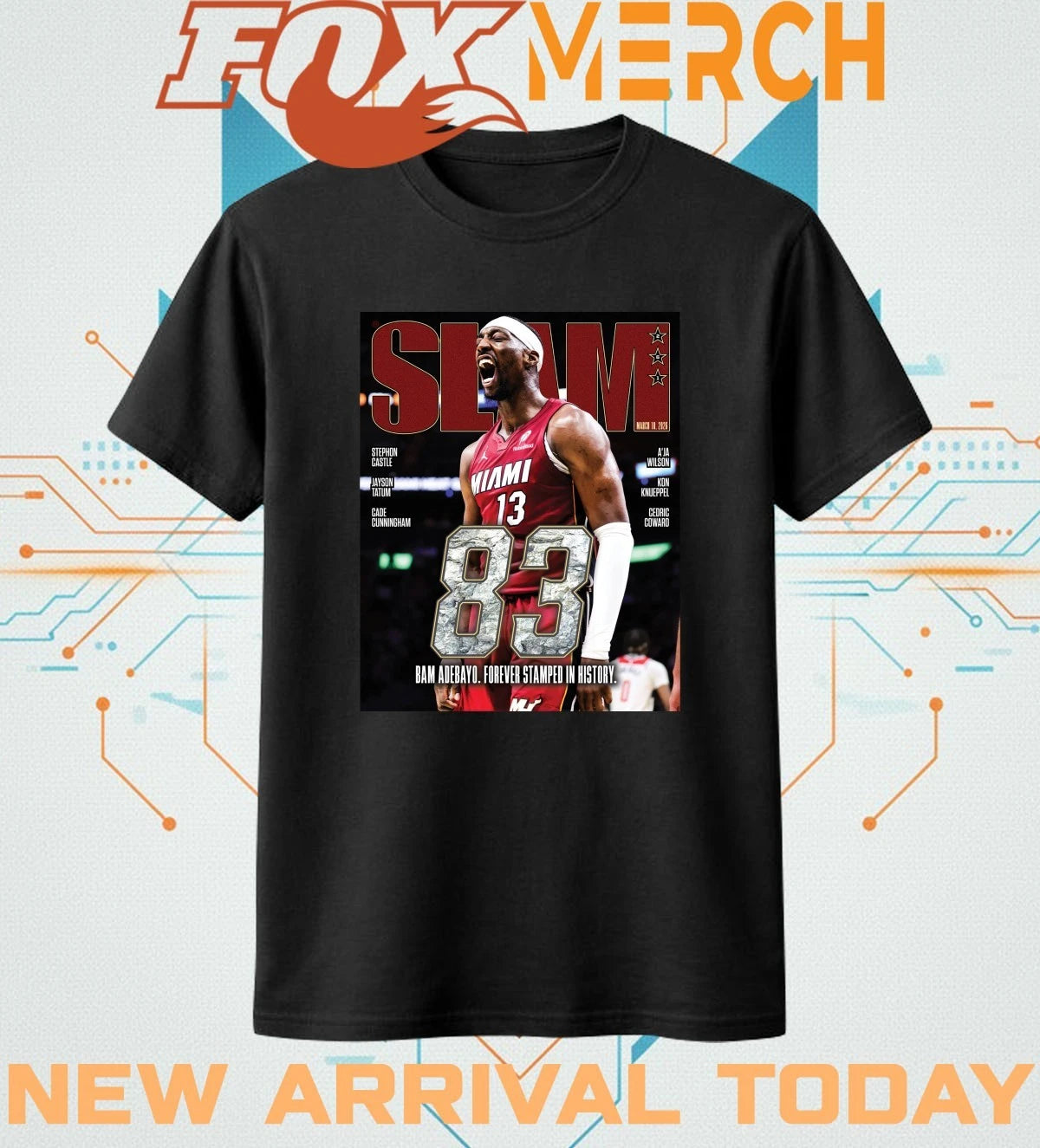 Bam Adebayo Miami Heat on the cover of SLAM 261 83 points forever stamped in history t-shirt