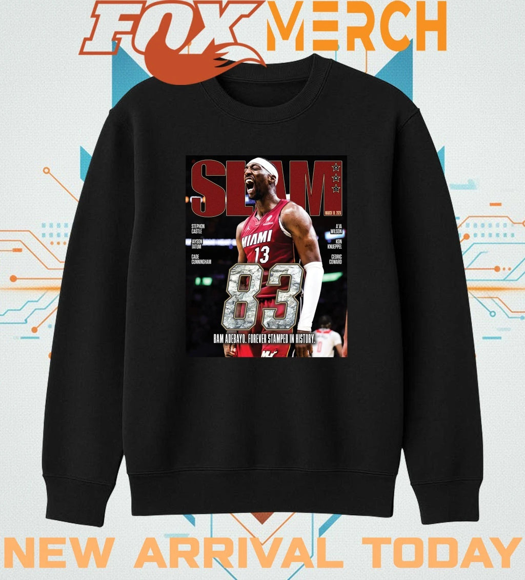 Bam Adebayo Miami Heat on the cover of SLAM 261 83 points forever stamped in history t-shirt