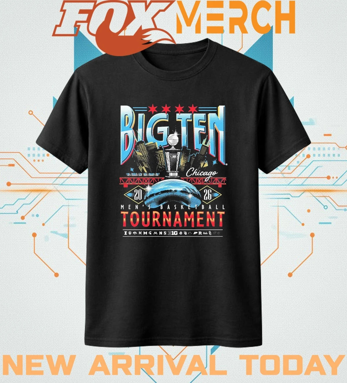 Big Ten Men’s Basketball Tournament 2026 Chicago Merch at United Center t-shirt
