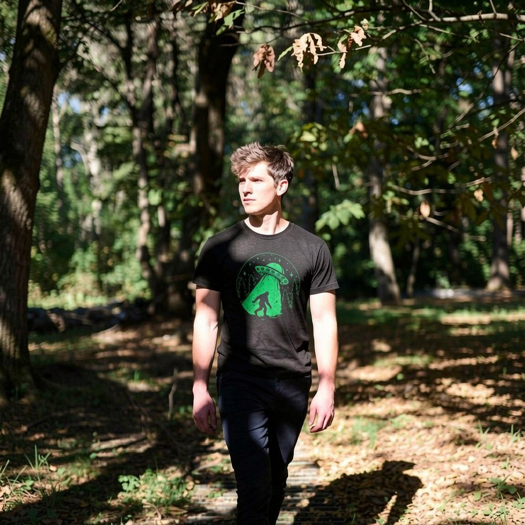Bigfoot Alien Abduction Men's T Shirt