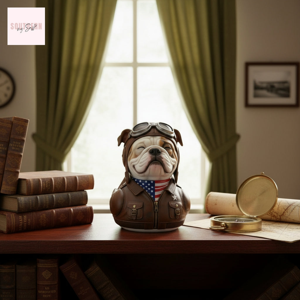 Bulldog Pilot American Flag Rubber Duck