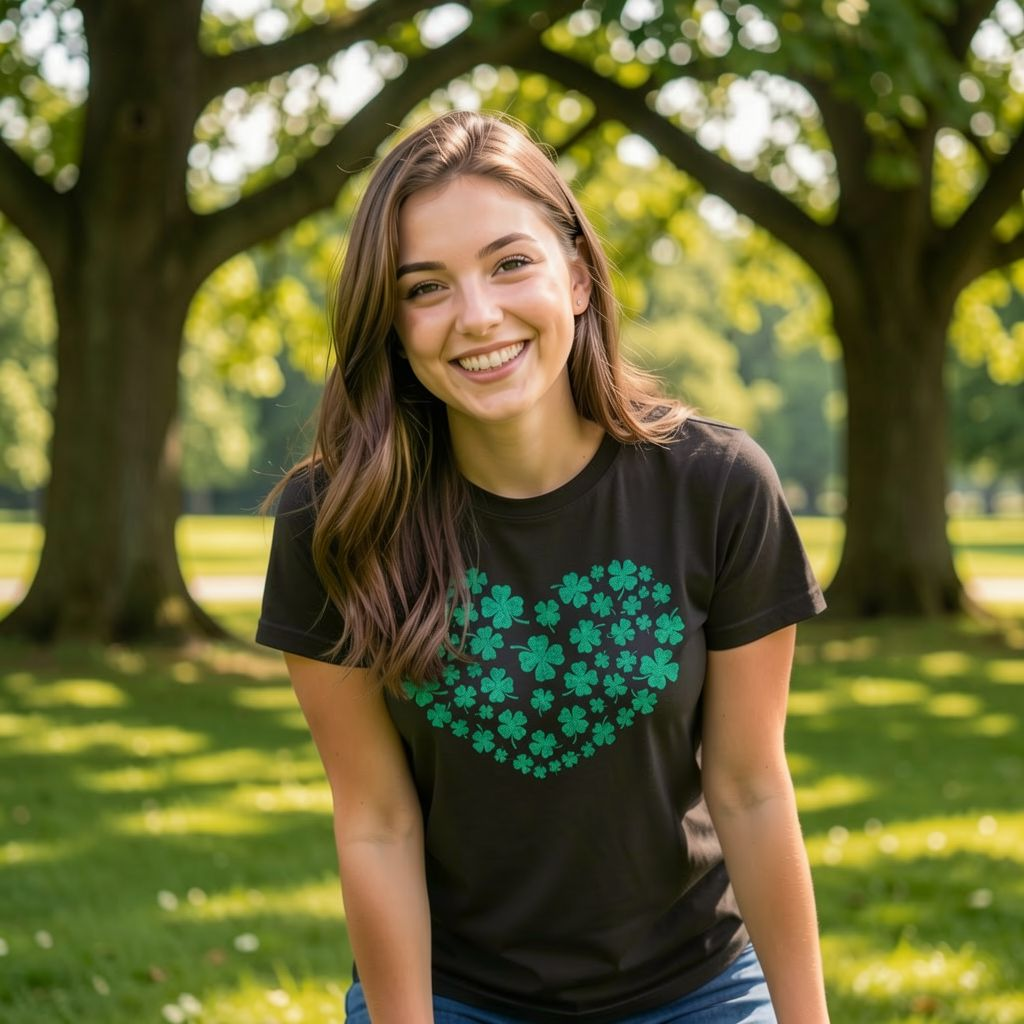 Glitter Clover Heart Women's T Shirt