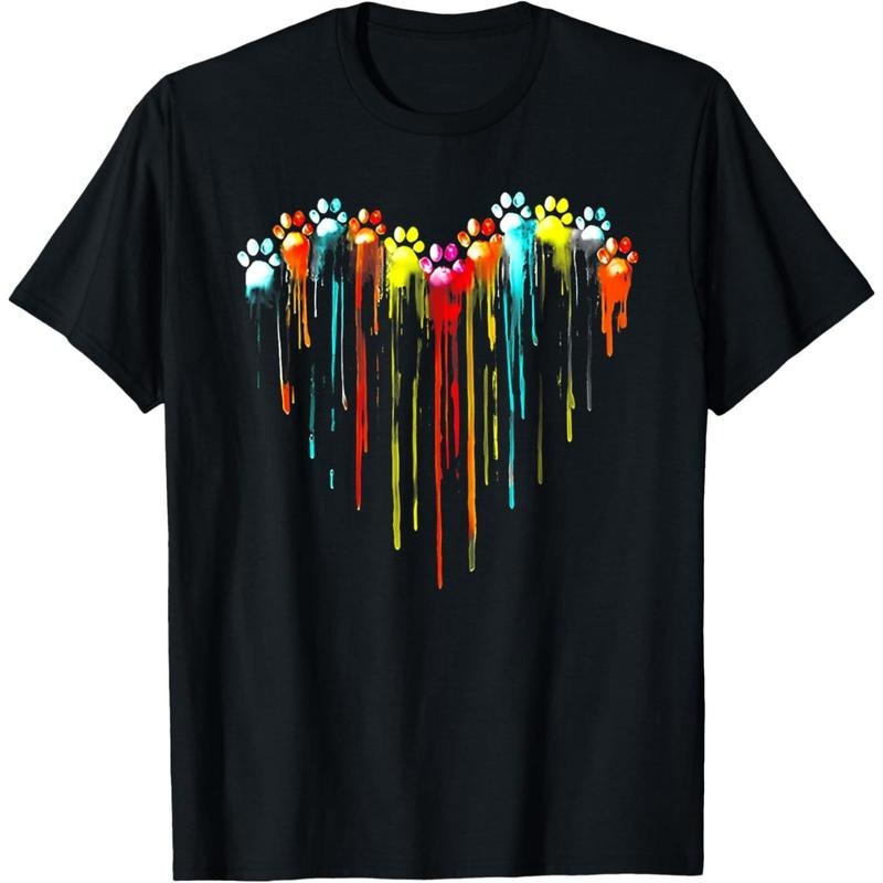 colorful dog paw heart print T-Shirt .made in usa Hoodie, Sweatshirt | TeeBloomCo.com