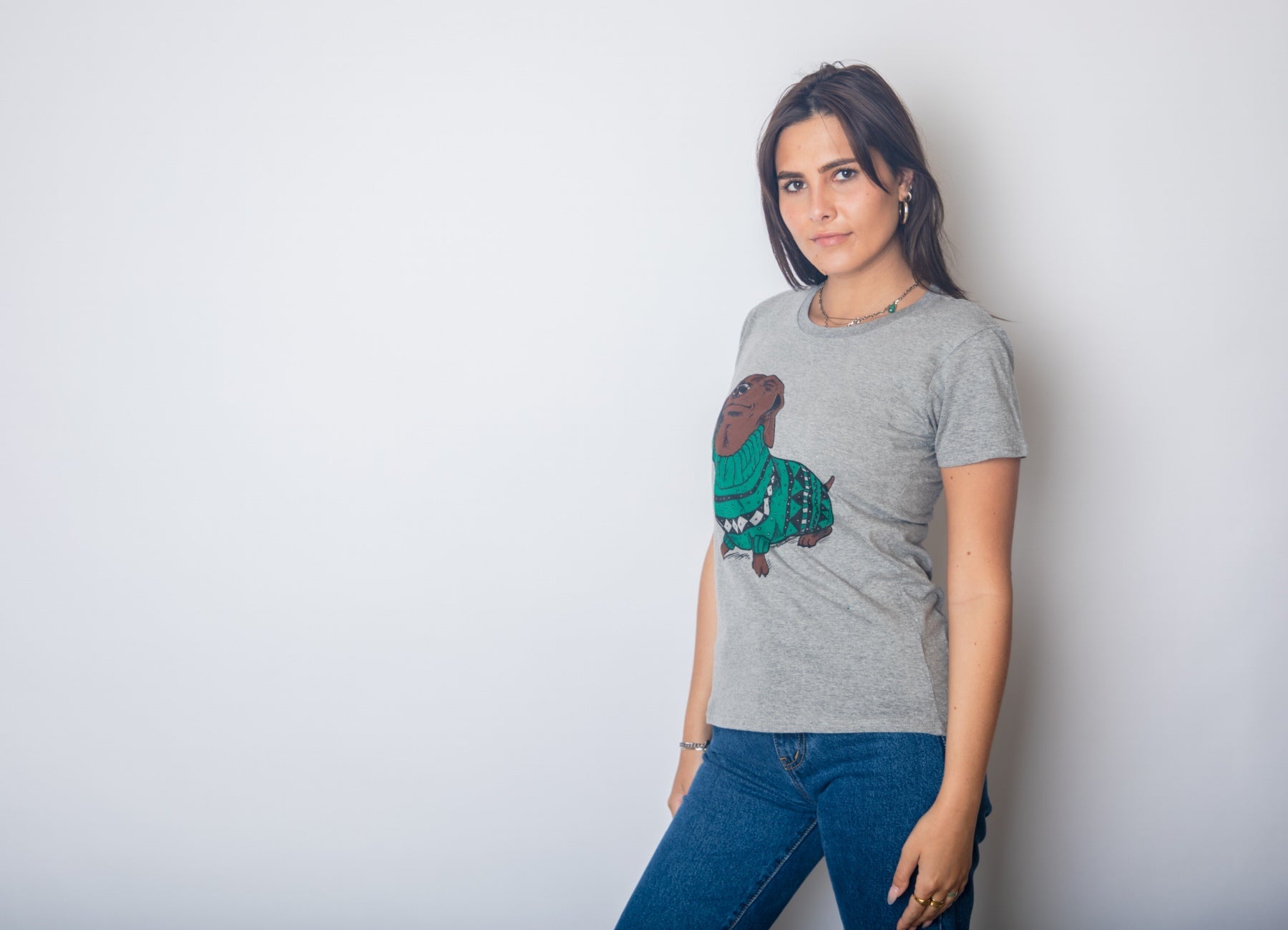 Dachshund In Christmas Sweater Women's T Shirt
