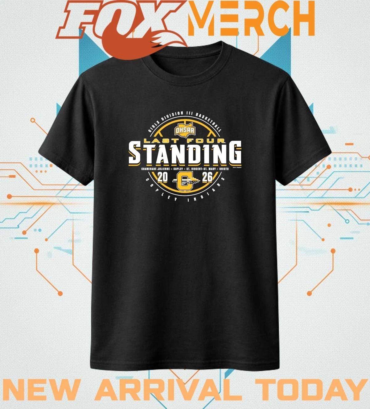 Copley Indians 2026 OHSAA Girls Basketball DIII Last Four Standing t-shirt