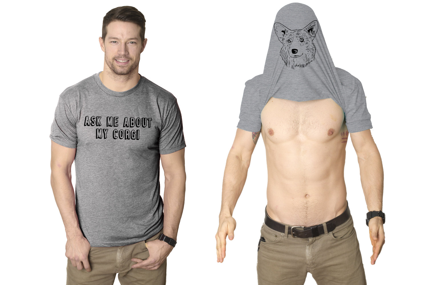 Ask Me About My Corgi Flip Men's T Shirt