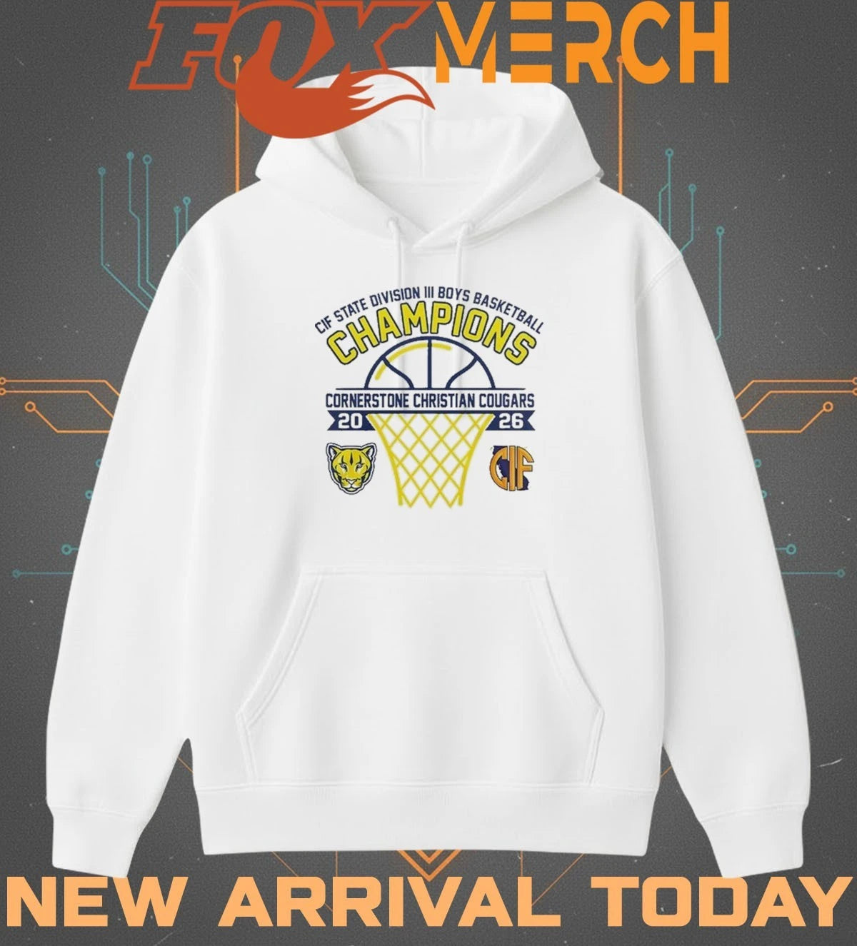 Cornerstone Christian Cougars 2026 CIF State Division III Men’s Basketball Champions t-shirt