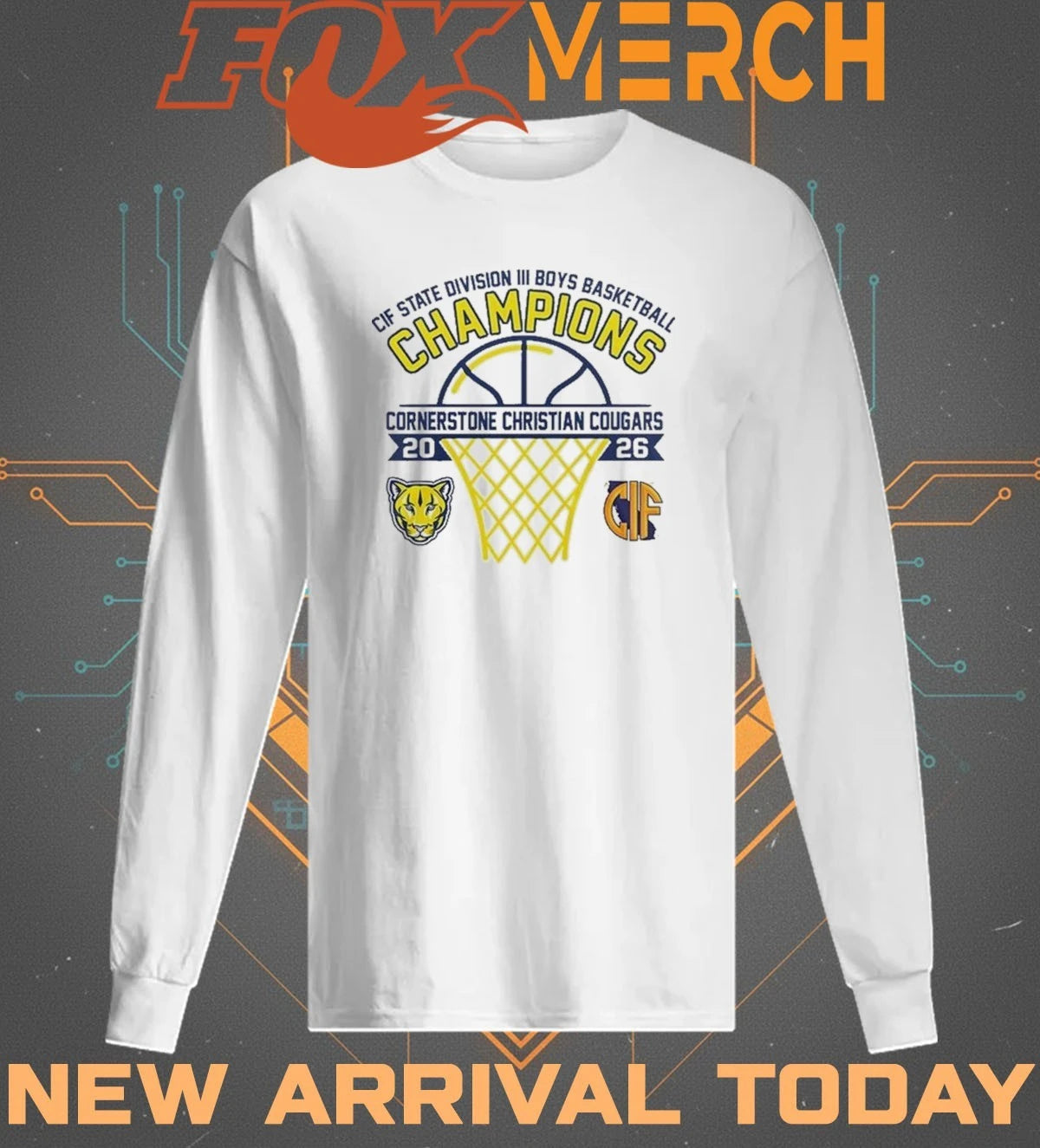 Cornerstone Christian Cougars 2026 CIF State Division III Men’s Basketball Champions t-shirt