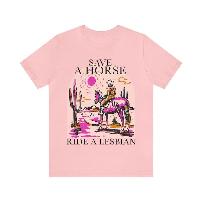 cowboy lesbian shirt | lesbian pride shirt | sapphic shirt | western retro | femme lesbian | butch | queer cowboy | funny...