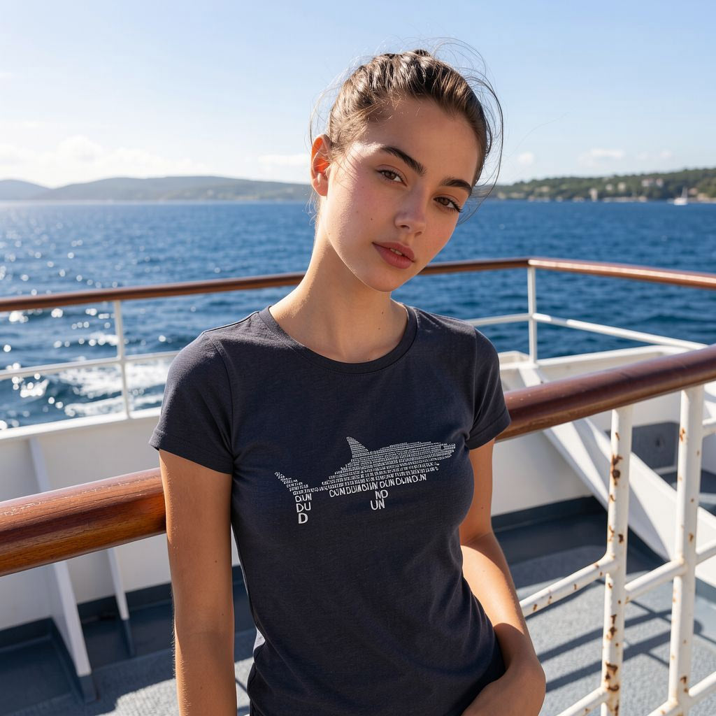 Dun Dun Dun Graphic Shark Text Women's T Shirt