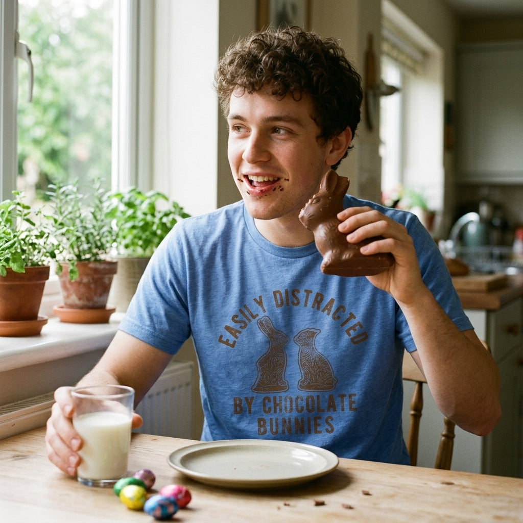 Easily Distracted By Chocolate Bunnies Men's T Shirt