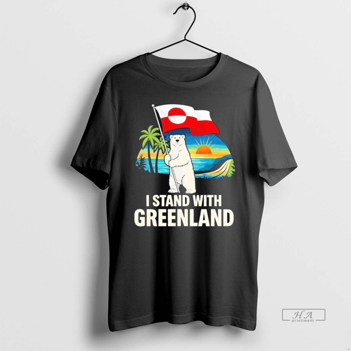 Official I Stand With Greenland Flag Bear Sunset T-Shirts, Hoodie, Sweatshirt | TeeBloomCo.com