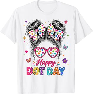 Happy Dot Messy Bun Colorful Polka Dot Girl Kid Teacher (1)