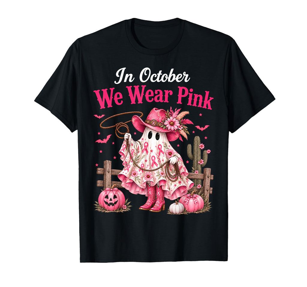 Pink Cowboy Cowgirl Ghost Breast Cancer Awareness Halloween (1)